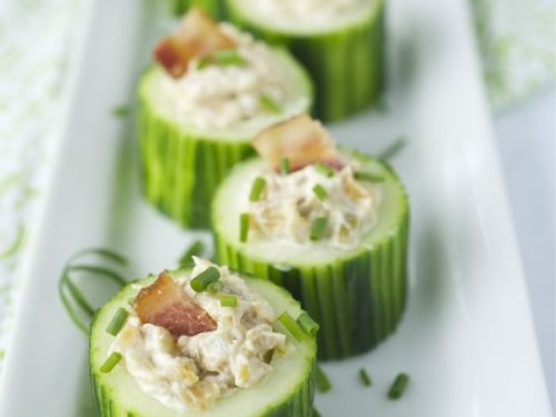Cucumber Cups with Caramelized Onion and Bacon